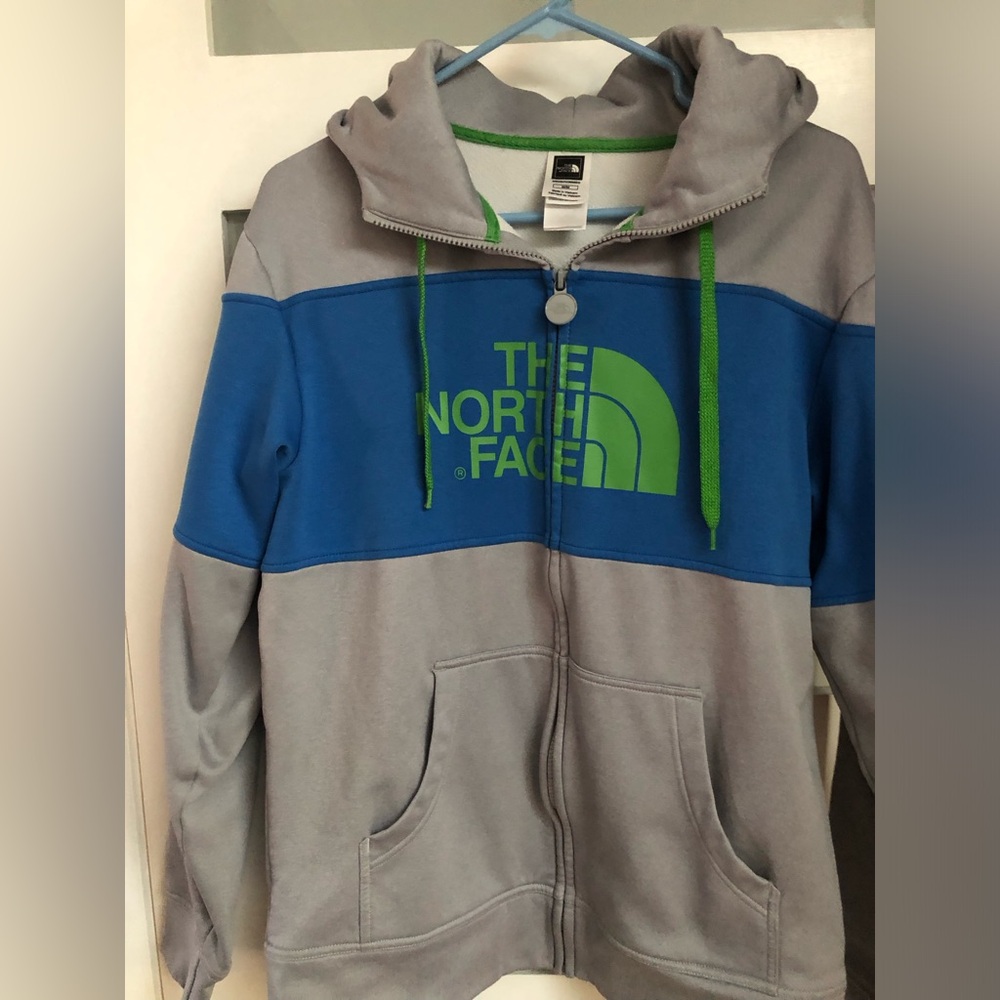 The North Face Fleece Zip Up Hoodie Gray w/Seahawks Colors 100% Polyester~M~EUC
